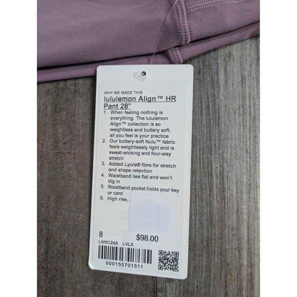NWT Lululemon Align High-Rise Pant 28" Lavender Lux Women's 8 NEW - Picture 2 of 6